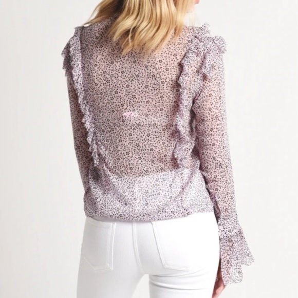 Zadig & Voltaire Tweet Goa Lavender Purple Ditsy Floral Semi Sheer Blouse - Picture 2 of 8